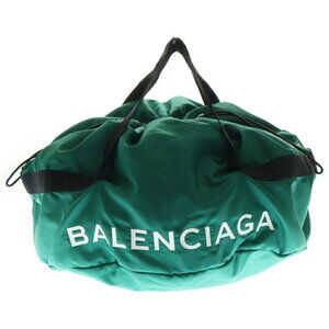 BALENCIAGA Logo Embroidered Nylon Wheel Handbag Boston Bag Green